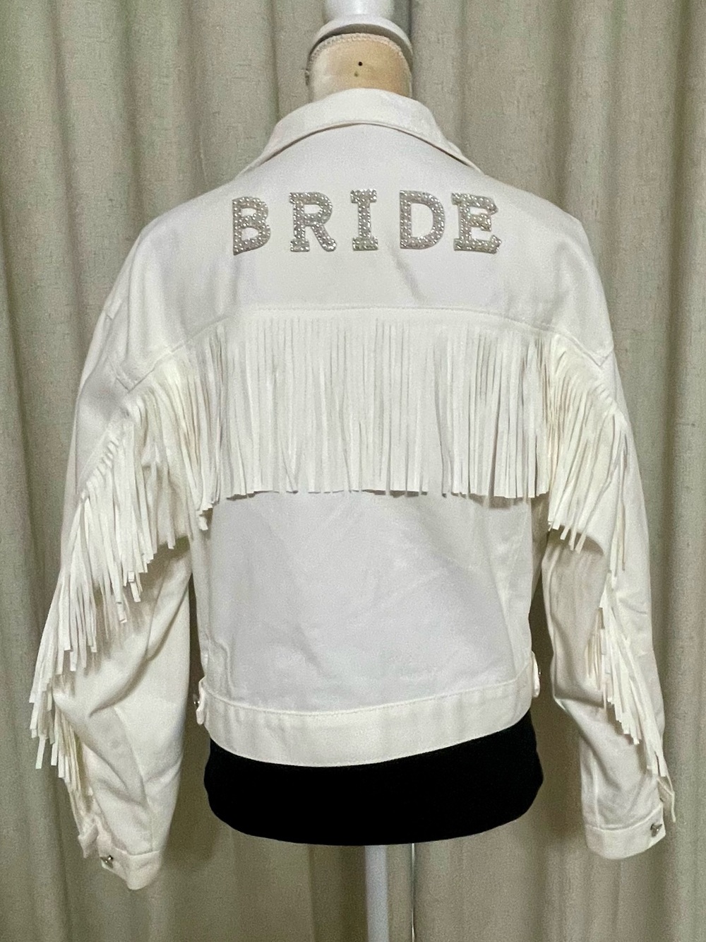 Fringe Bride White Denim Jacket